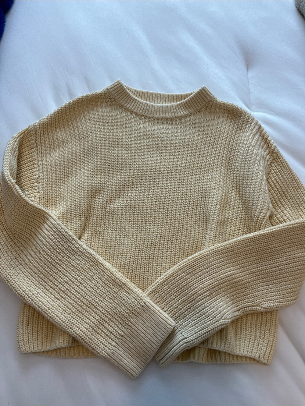H&M Cream Ribbed Crewneck Sweater